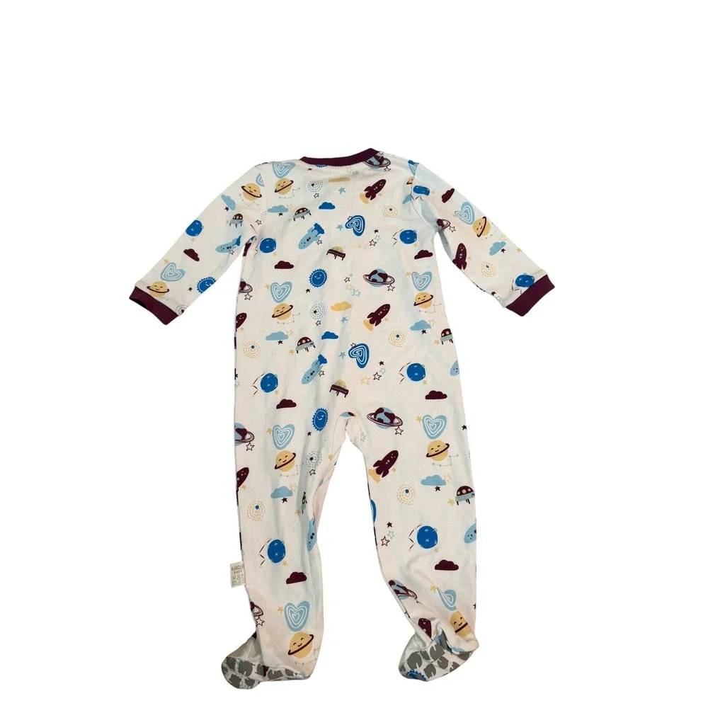 Marque Baby MQBB White Space Footed Sleeper Galaxy Print Organic Cotton EUC 12M